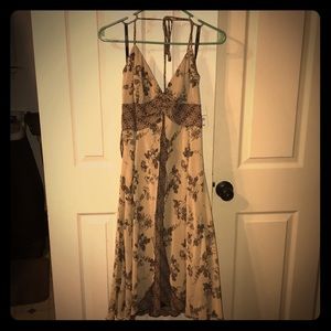 Brown spaghetti like halter dress